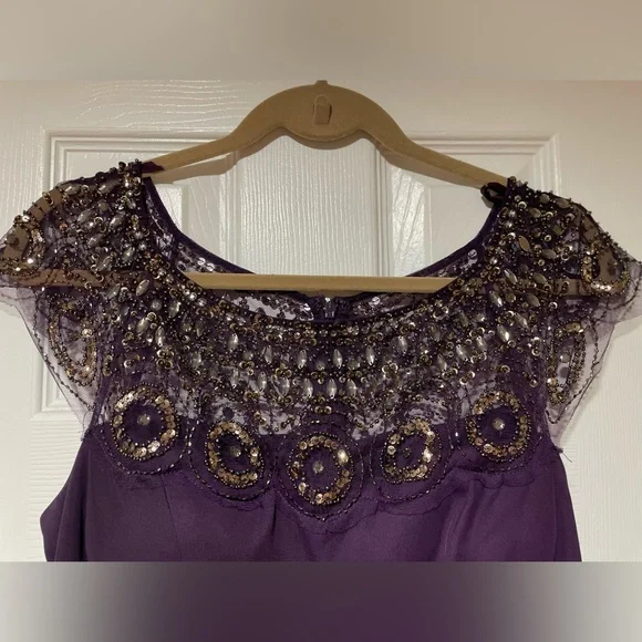 Xscape Brand Size 12 Plum Color Long Gown - Picture 11 of 13